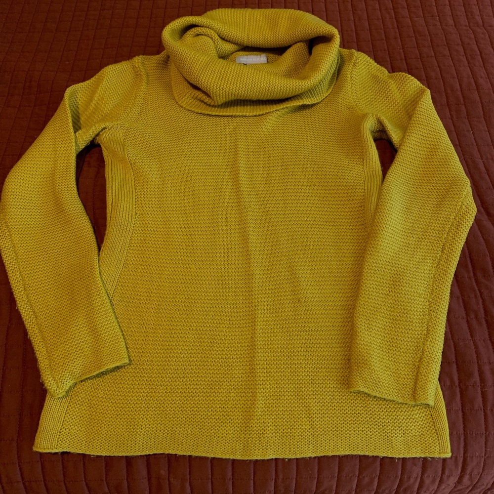 Mustard yellow Banana Republic cowl neck sweater